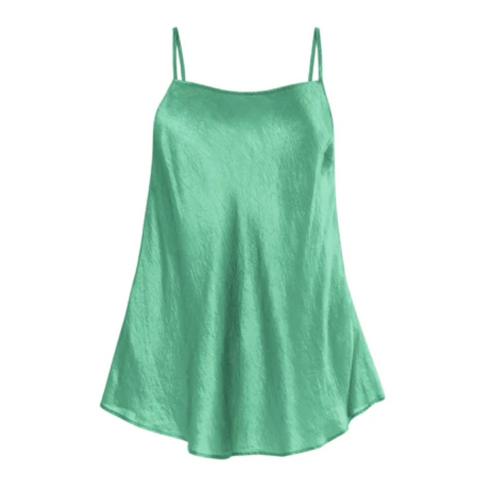 Peruvian Connection 100% Silk Wintergreen Sophia Swing Cami Sheer Shimmery M NWT